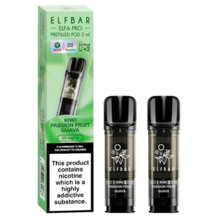 ELFBAR ELFA Kit Pro 2ml Pods 20mg - Kiwi Passionfruit Guava 10 Stk